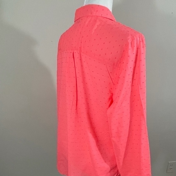 Old Navy sz XL shirt 3/4 button front textured fabric in coral long sleeve - Picture 7 of 10